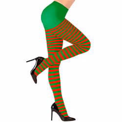 "RED/GREEN STRIPED PANTYHOSE" 70DEN - (XL)