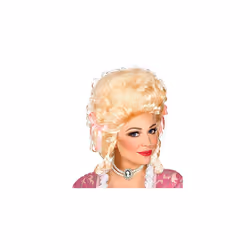"BLONDE COLONIAL WOMAN WIG" in box -