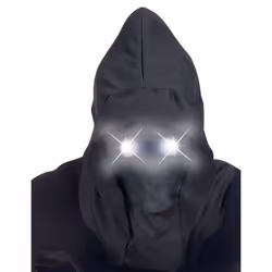 Adult full face mask with hood, invisible face and luminous eyes, white
