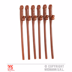 Hen Night Set Of Willy Straws - 6 Drinking Party Pack Brown Black Fancy Dress -  willy straws hen night 6 drinking party pack ...