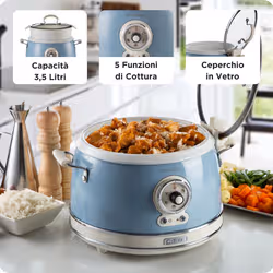 Ariete 2904 Rice Cooker - Electric Rice Cooker with ceramic bowl - Homemade Sushi - Multicooker - Vintage Line - 3.5 L - 650 W - Blue - Additional view 3