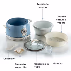 Ariete 2904 Rice Cooker - Electric Rice Cooker with ceramic bowl - Homemade Sushi - Multicooker - Vintage Line - 3.5 L - 650 W - Blue - Additional view 4