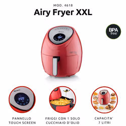 Ariete 4618/01 Single 7 L Stand-alone 1800 W Hot air fryer Red, Stainless steel