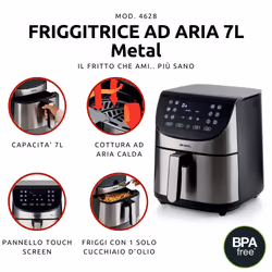 Ariete 4628/00 Single 7 L Stand-alone 1800 W Hot air fryer Stainless steel