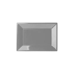 Silver Rectangular Reusable Plastic Serving Tray â 9 x 13 Inches / 23 x 33cm â Pack of 3