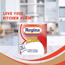Regina Thirst Pockets Mini 3 Ply Kitchen Towel Rolls - 20 Pack