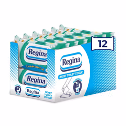 Regina Moist Toilet Tissue Chamomile, 12 Pack, Each with 42 Flushable Wet Wipes