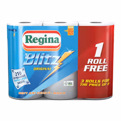 3 Rolls Of Regina Blitz 3ply Kitchen Paper Towels - 70 Sheets Per Roll