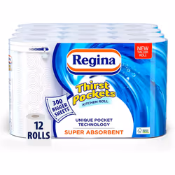 Regina Thirst Pockets Kitchen Roll, 12 Rolls Bundle