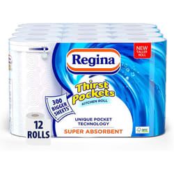 Regina Thirst Pockets Kitchen Roll, 12 Rolls Bundle