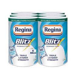 Regina Blitz Household Towels 6 Rolls Per Pack, 3-ply Kitchen Roll, 100 Sheets Per Roll, Paper Packaging, FSC Certified Paper, Recyclable Packaging
