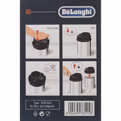 De'Longhi Vacuum Canister for Coffee Storage with Built-in indicator  Coffee Machine Accessories for Coffee Beans  Ground Coffee  Capacity 1300 ml  DL