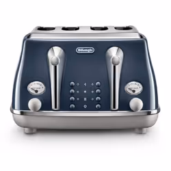 De’Longhi Icona Capitals, 4 slice(s), Blue, Stainless steel, Level, 1800 W, 220 - 240 V