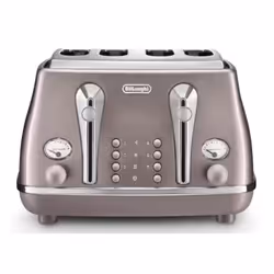 De’Longhi Icona Metallics, 4 slice(s), Pink, Stainless steel, Buttons, 1800 W, 240 V