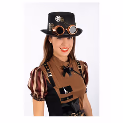 Steampunk felt top hat with glasses adult