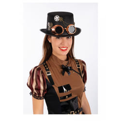 Steampunk felt top hat with glasses adult