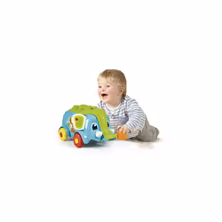 Clementoni 17697 Elefantino cart Bricks Construction Elephant Wagon-Playset Clemmy, Soft Building Blocks Children 10 Months, Made in Italy,