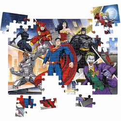 Clementoni 25722 Supercolor DC Comics Justice League-104 Pieces-Jigsaw Puzzle for Kids Age 6, Multicolor, Medium