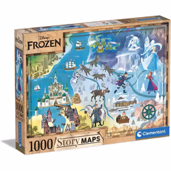 Clementoni 39666 2 Disney Maps Frozen 1000 Pieces, Made in Italy, Jigsaw Puzzle for Adults, Multicolor, Medium