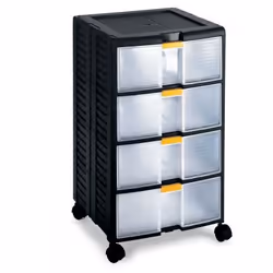 Terry Store-Age 44001, Black, Translucent, Yellow, 4 drawer(s), Plastic, Monochromatic, Rectangular, 391 mm
