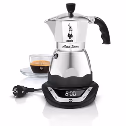 Bialetti Moka Timer, Electric moka pot, Ground coffee, Black, Silver