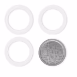 Bialetti 0800000, Filter holder & gasket set, Aluminium, White, Aluminium, Rubber, 3 pc(s)