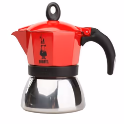 Bialetti Moka induction, Moka pot, 0.1 L, Red, Silver, Aluminium, 2 cups, Induction mocha