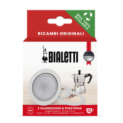 Bialetti 3 Gaskets (Rubber Rings) 1 Filter Plate Replacement for Moka 12 Cups
