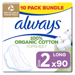 Cotton Protection Ultra Normal Sanitary Towels, Size 2 With Wings, 90 Pads, 100% Organic Cotton Topsheet