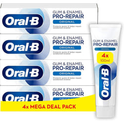 Oral-B Gum & Enamel Pro-Repair Original Toothpaste 4 x 100 ml for sensitive teeth, Pack of 4 Tubes of 100 ml, Shipped In Eco-Friendly Recycled Carton