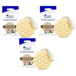 3 x Head & Shoulders Anti-Dandruff Solid Shampoo Bar, Moisturising, With Coconut Oil, 70g