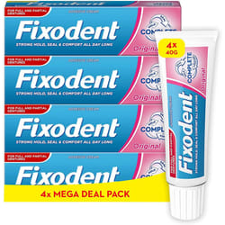 Complete Denture Adhesives Cream, 4x40g, Saving Pack, 10X Stronger Hold vs. No Adhesive, Improved Comfort & Foodseal, Original, Mint