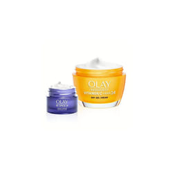 Olay Day & Night Set Vitamin C + AHA 24 Day Gel Face Cream, 50ml, and Retinol 24 Night Face Moisturiser, 15ml, Instantly Hydrates For 24H