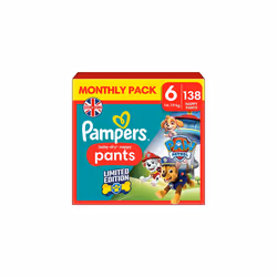 Pampers Baby-Dry Nappy Pants Paw Patrol Edition Size 6, 138 Nappies, 14kg-19kg, Monthly Pack, With A Stop & Protect Pocket