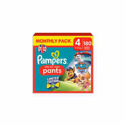 Baby-Dry Nappy Pants Paw Patrol Edition Size 4, 180 Nappies, 9-15kg, Monthly Pack, With A Stop & Protect Pocket To Help Preve ...