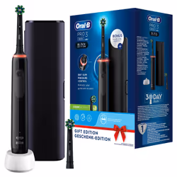 Oral-B Pro 3 3500, Adult, Rotating toothbrush, Daily care, Sensitive, Whitening, Black, 2 min, 4 x 30 sec, Black