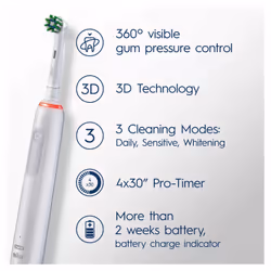 Oral-B Pro Sensitive Clean Pro 3 Adult Rotating-oscillating toothbrush White - Additional view 4