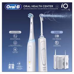 Oral-B iO4 & OxyJet, Adult, Rotating-oscillating toothbrush, Daily care, Sensitive, Super sensitive, Whitening, White, 2 min, ...