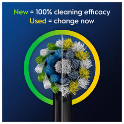Oral-B Pro Cross Action Electric Toothbrush Head, X-Shape And Angled Bristles for Deeper Plaque Removal, Pack of 10 Toothbrush Heads, Black
