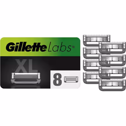 Gillette Labs with Exfoliating Bar and Heated Razor Blades, 8 Refills