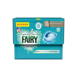 Non-Bio PODS Washing Liquid Laundry Detergent Tablets/Capsules, 12 Washes, Stain Remover For Clothes, Huggable Soft with Fresh Scent