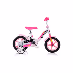Dino Sport 10" Kids Bike - White/Pink