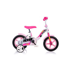 Dino Sport 10" Kids Bike - White/Pink