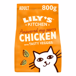 Lily's Kitchen Made with Natural Ingredients Adult Dry Cat Food Bag Chicken with Veggies Grain-Free Recipe 4 x 800g