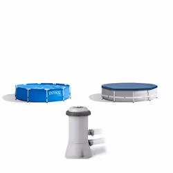 Intex Metal Frame Swimming Pool With Filter Pump And Pool Cover - 10FT