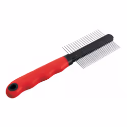 animal comb double 20,3 x 1,6 cm rubber/steel red