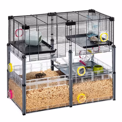 Ferplast Large Hamster Cage, Mouse Cage MULTIPLA Hamster Crystal, in Metal Mesh and Recycled Plastic, with Accessories, Black ...