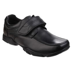 ) Hush Puppies Freddy 2 Junior Leather Boys's Black Shoes - Black, 12 (Adults'