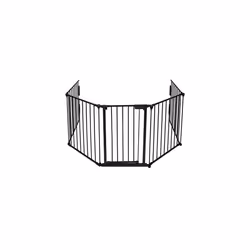 VOUNOT 5 Panel Metal Fire Guard, Dog Pet Cat Barrier Indoor, Extra Wide Fireplace Fence, Hearth Gate, 300 cm, Black