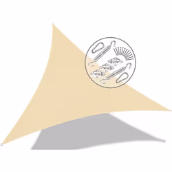 VOUNOT Sun Shade Sail Canopy Triangle 3.6x3.6x3.6m with Fixing Kit, HDPE, UV-Protection Breathable Awning for Garden Outdoor ...